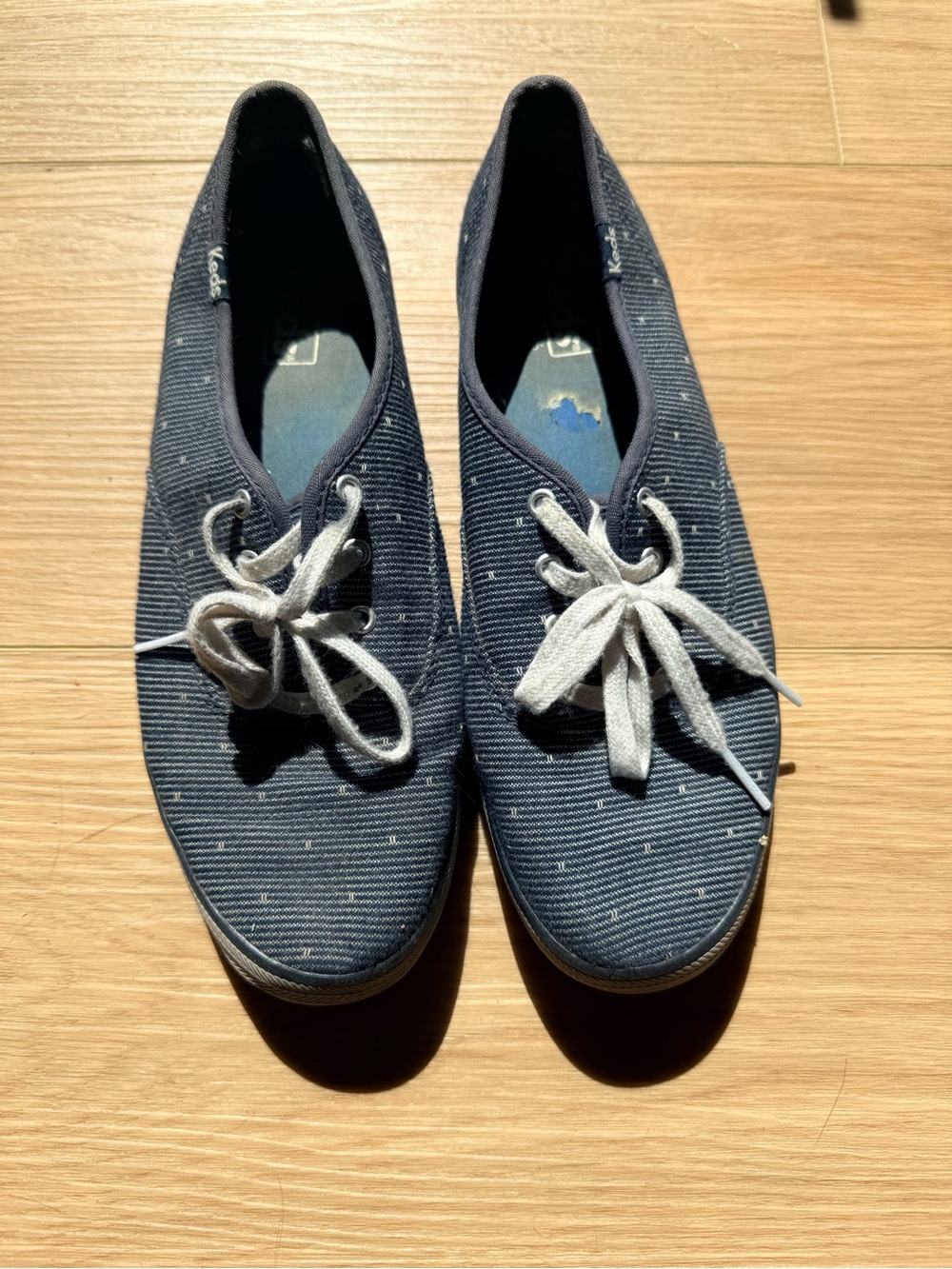 Keds Navy Canvas Lace-Up Flats with White Laces